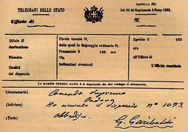il telegramma di Garibaldi